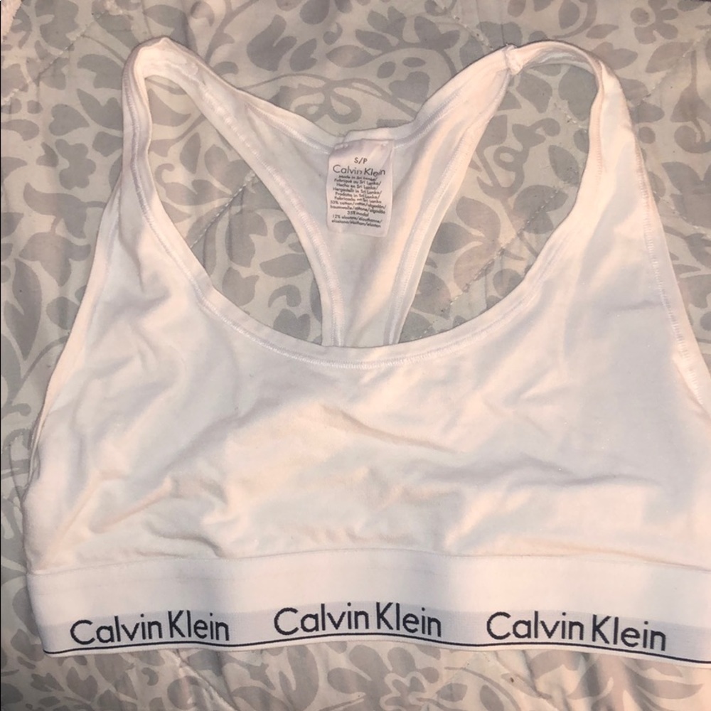 White Calvin Klein sports bra